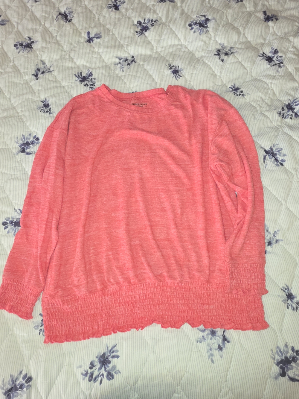 torrid Coral Scoop Neck Sweater with Shirred Hem